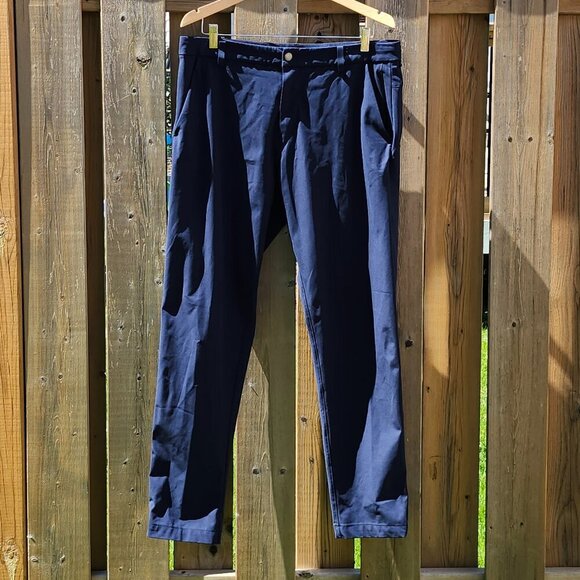 LULULEMON ABC Classic-Fit Trouser 32"L Warpstreme Men's Size 14 NAVY - Picture 1 of 9